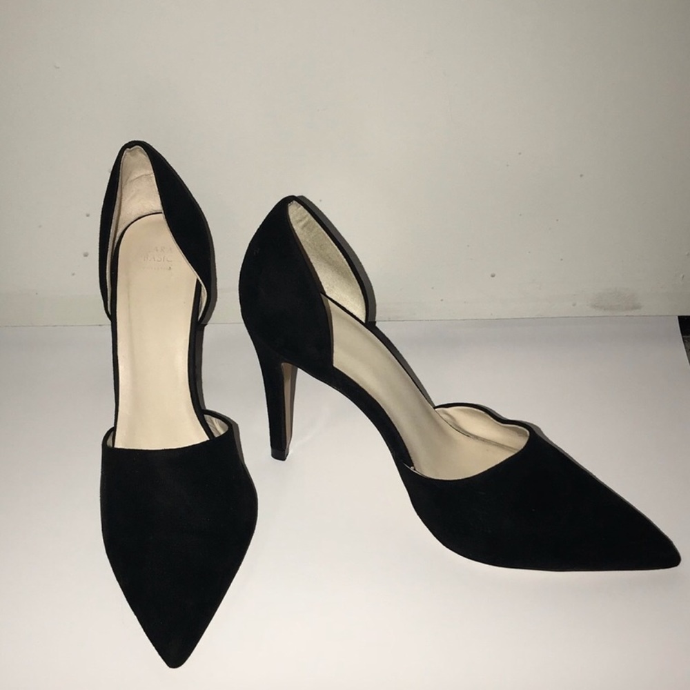 Black Faux Suede Heels